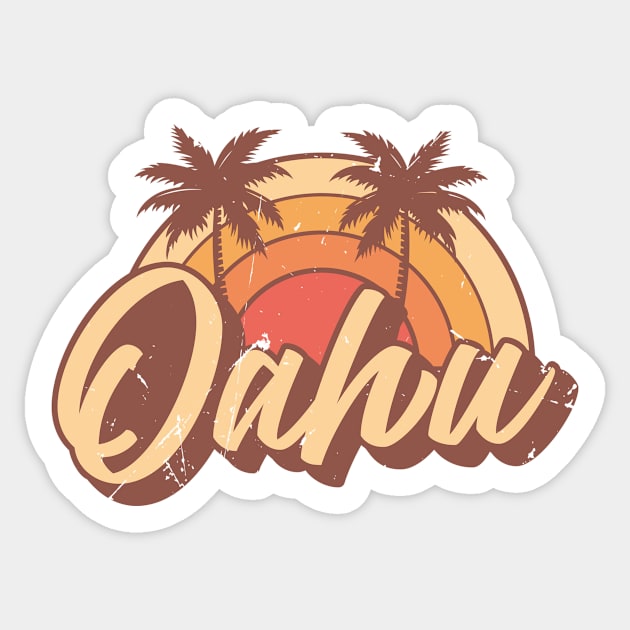 Oahu Hawaii Vintage Summer Vacation Design Sticker by dk08